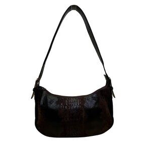 Sondra Roberts Women’s Black & Brown Crocodile Embossed Leather Shoulder Bag